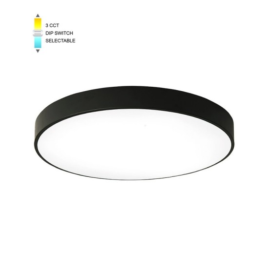LED CEILING ROUND LIGHTING FIXTURE FINESSE R1-35 φ400*H50 35W 3xCCT-DIP SWITCH BLACK 2026110 VITO